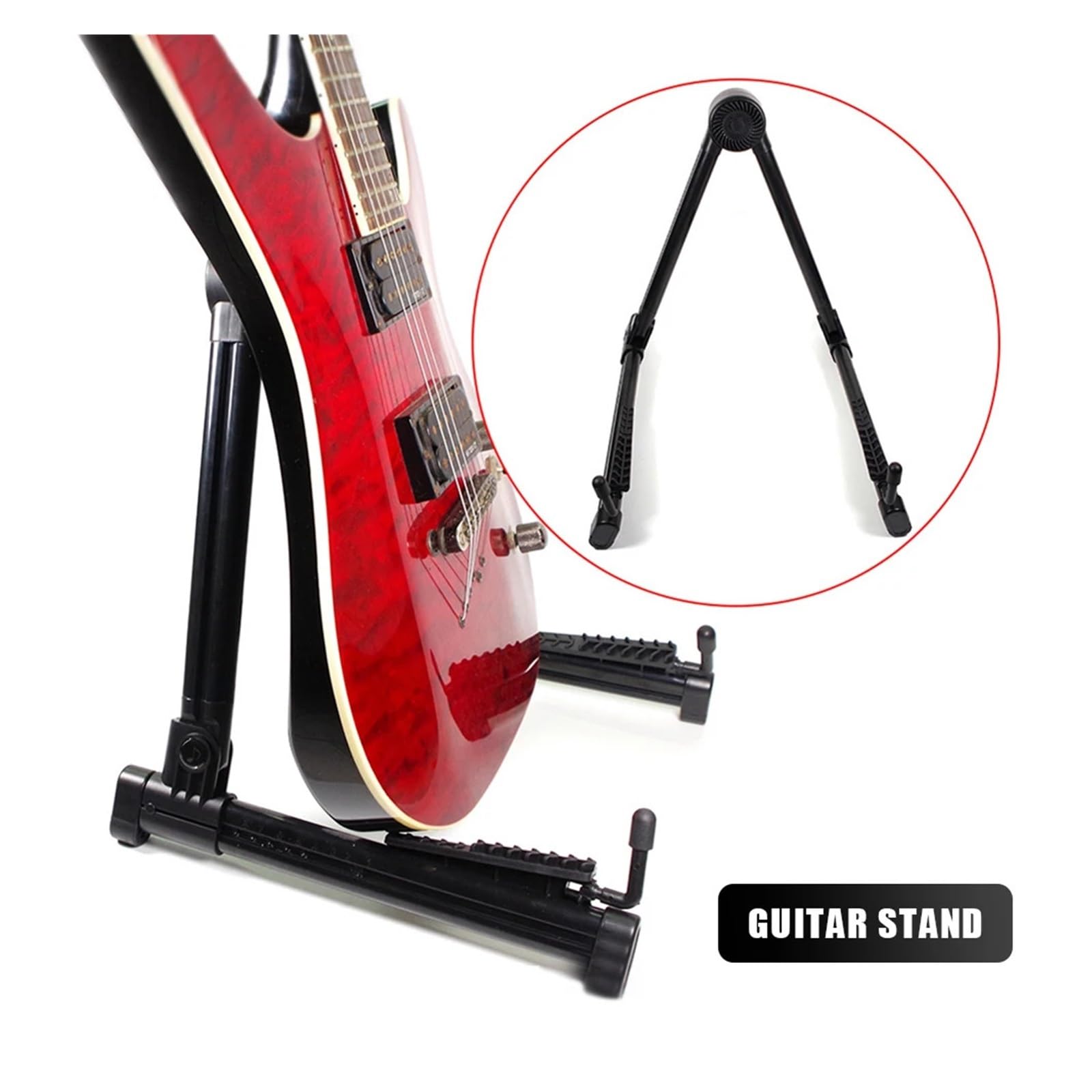 Gitarrenständer 1PC Gitarrenständer Universal Faltbarer A-Rahmen Gitarrenhalter for Ukulele Violine Mandoline Rack Elektrische Bassgitarre Bodenhalterung