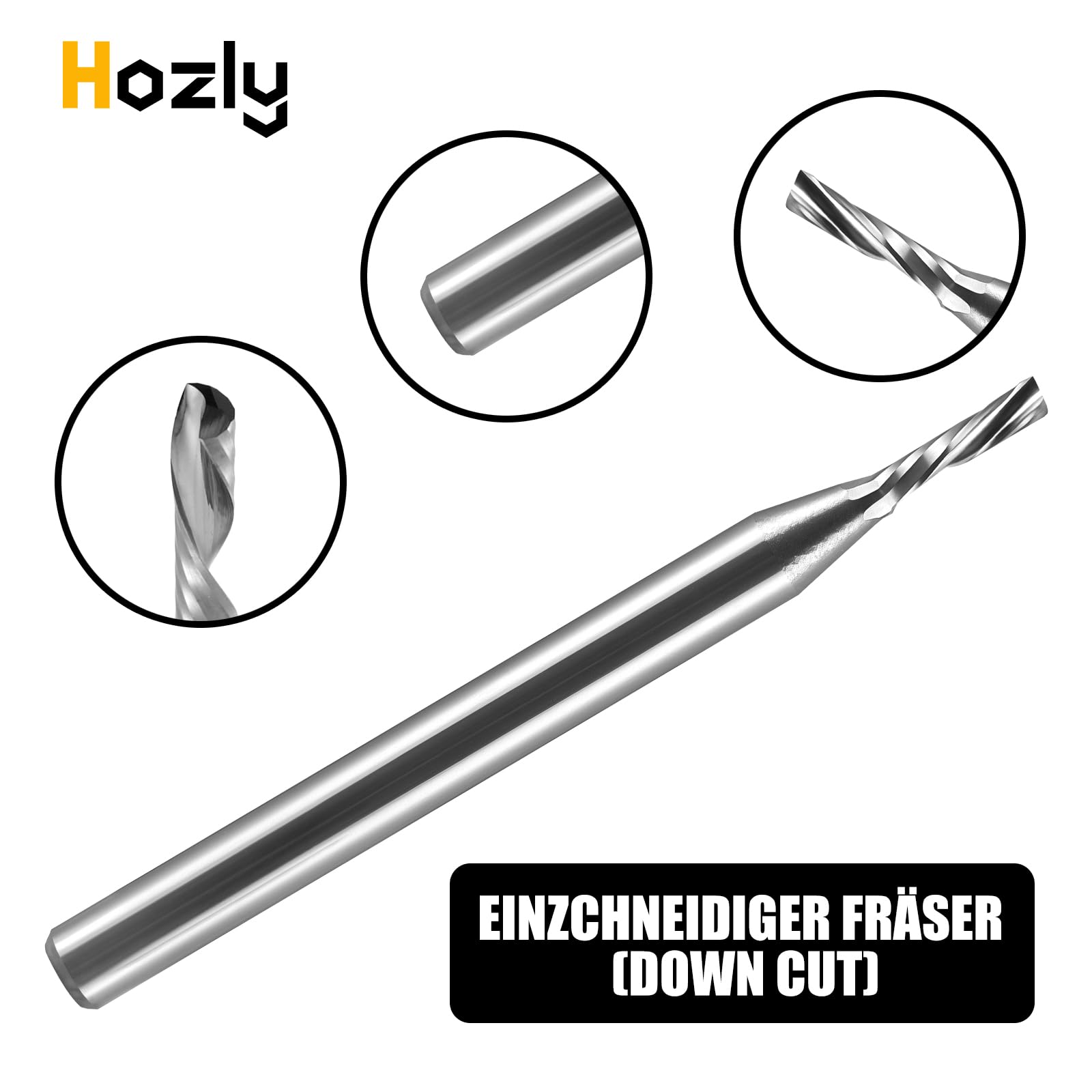 Lot de 5 fraises à queue 3,175 mm Tige Downcut 17 mm Longueur de coupe CNC Fraise à rainurer en carbure de tungstène Fraise à rainurer pour défonceuse Fraise à rainurer hélicoïdale Fraise à trou long