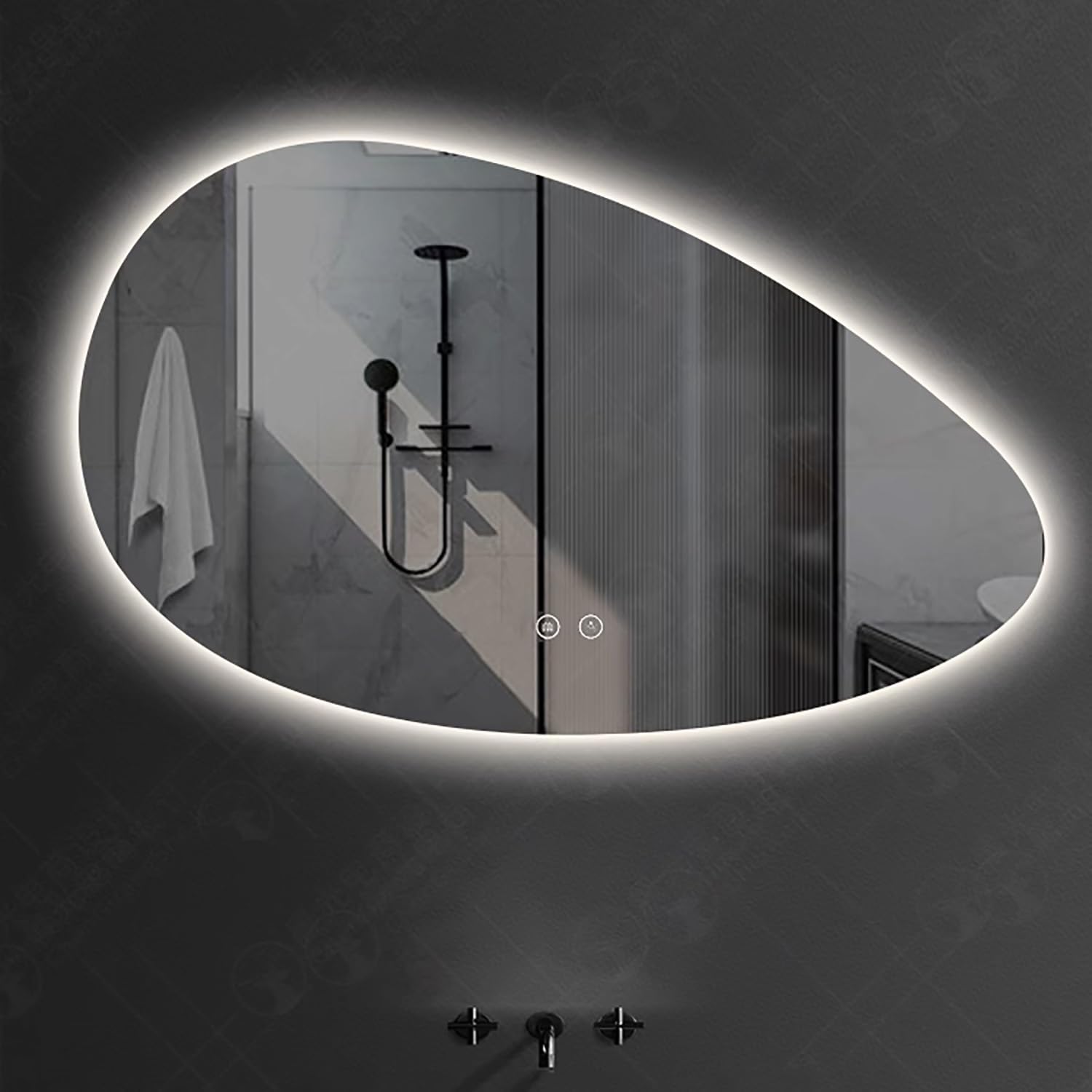 Miroir Ovale Asymétrique Lumineux de Salle de Bain 60x120cm