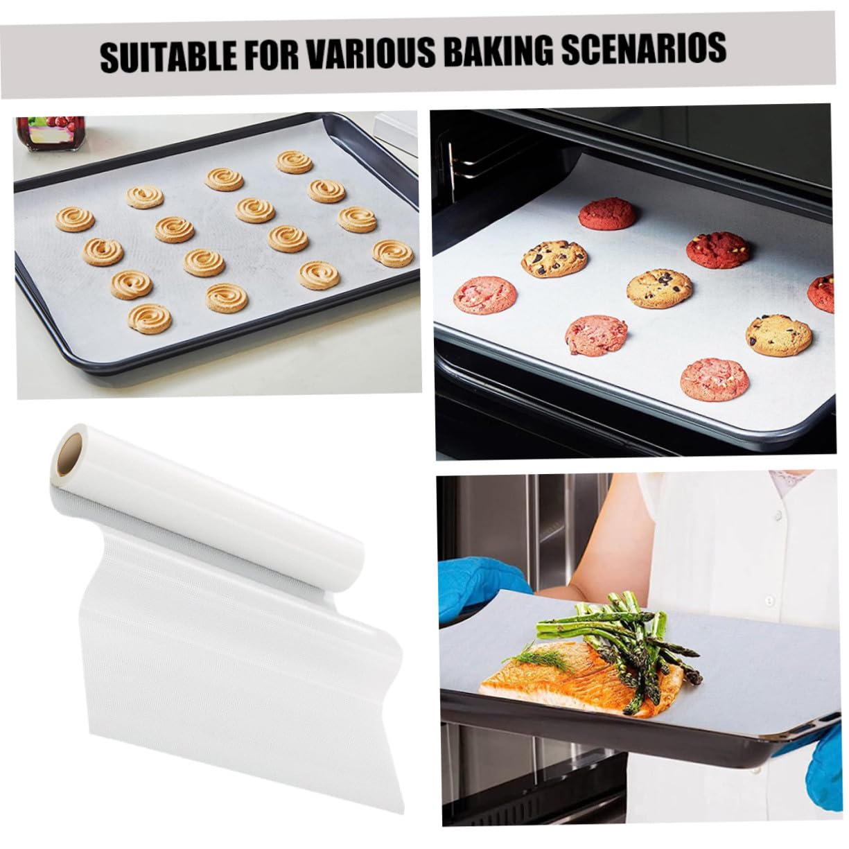 Silikon Backmattenrolle 1 Rolle Weiß für Ofen und Backen