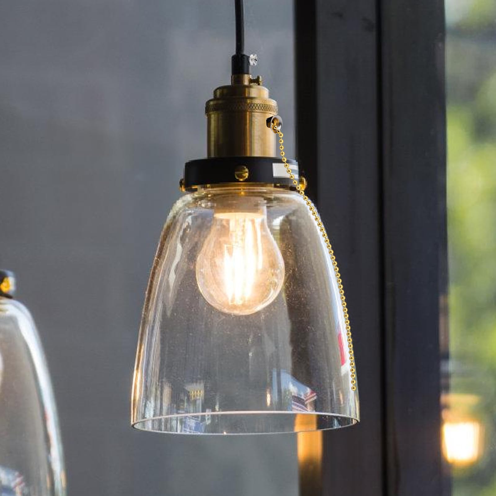 GOMETY Oprawa lampy E27 w stylu vintage z przełącznikiem łańcucha, miedziana oprawa lampy z łańcuchem ciągnącym, na biurko, uchwyt na lampę, podstawa śrubowa, do samodzielnego montażu