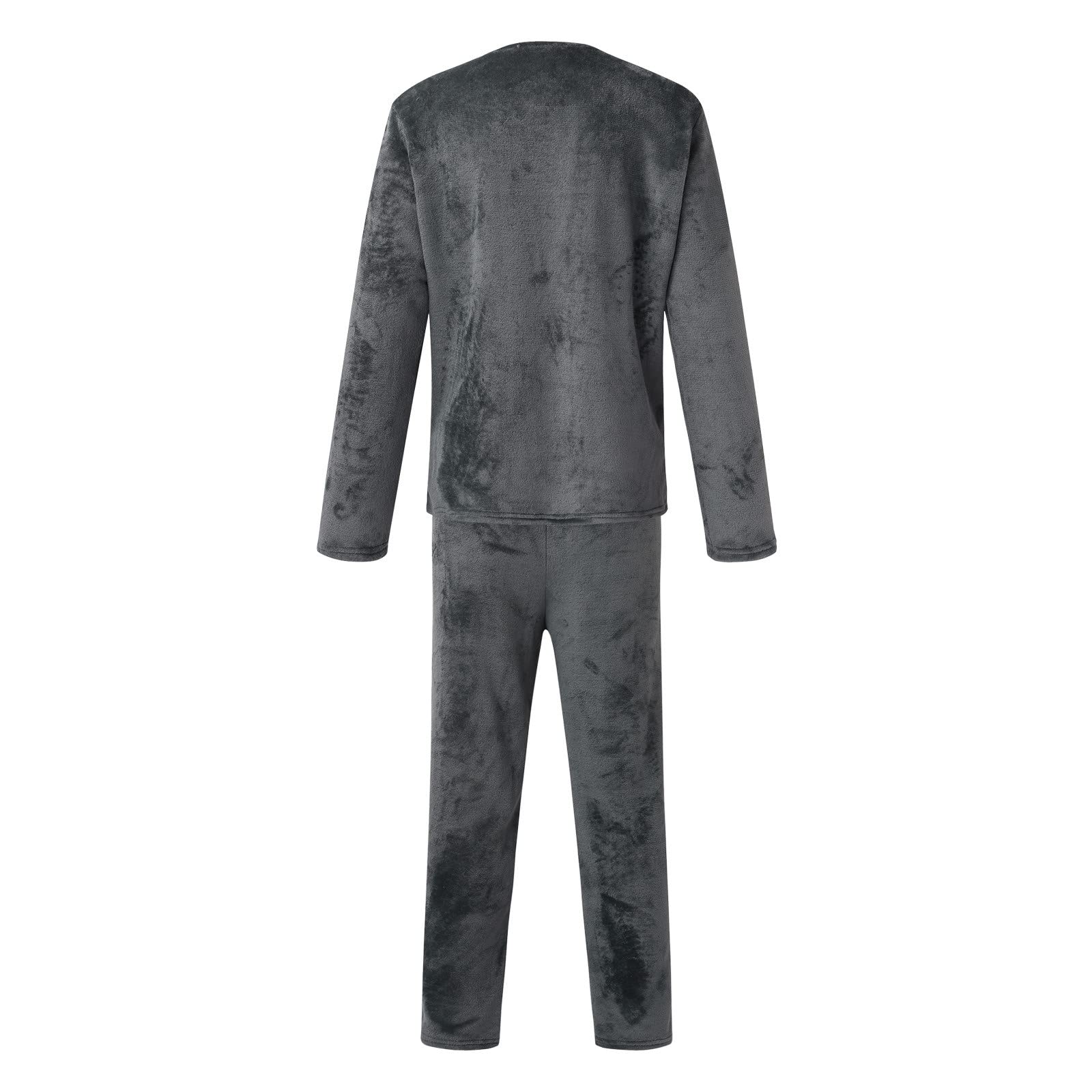 Genérico Conjunto Pijama Largo Algodón Cálido Camisa Pantalones Ocio Servicio Domicilio Dos Piezas Hombre