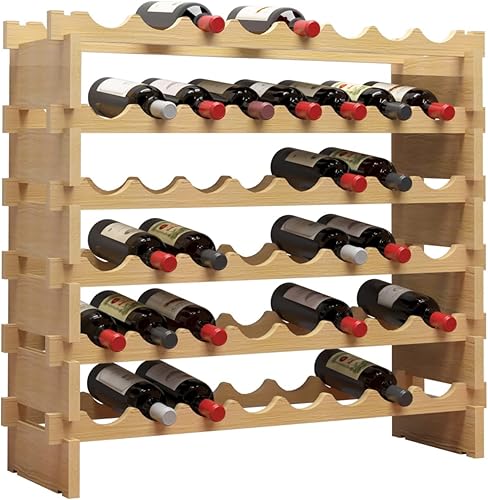 Miniatura 3 de sogesfurniture Estantes de vino de piso, estante modular apilable para vino, estante pequeño de almacenamiento de vino, estantes de exhibición de