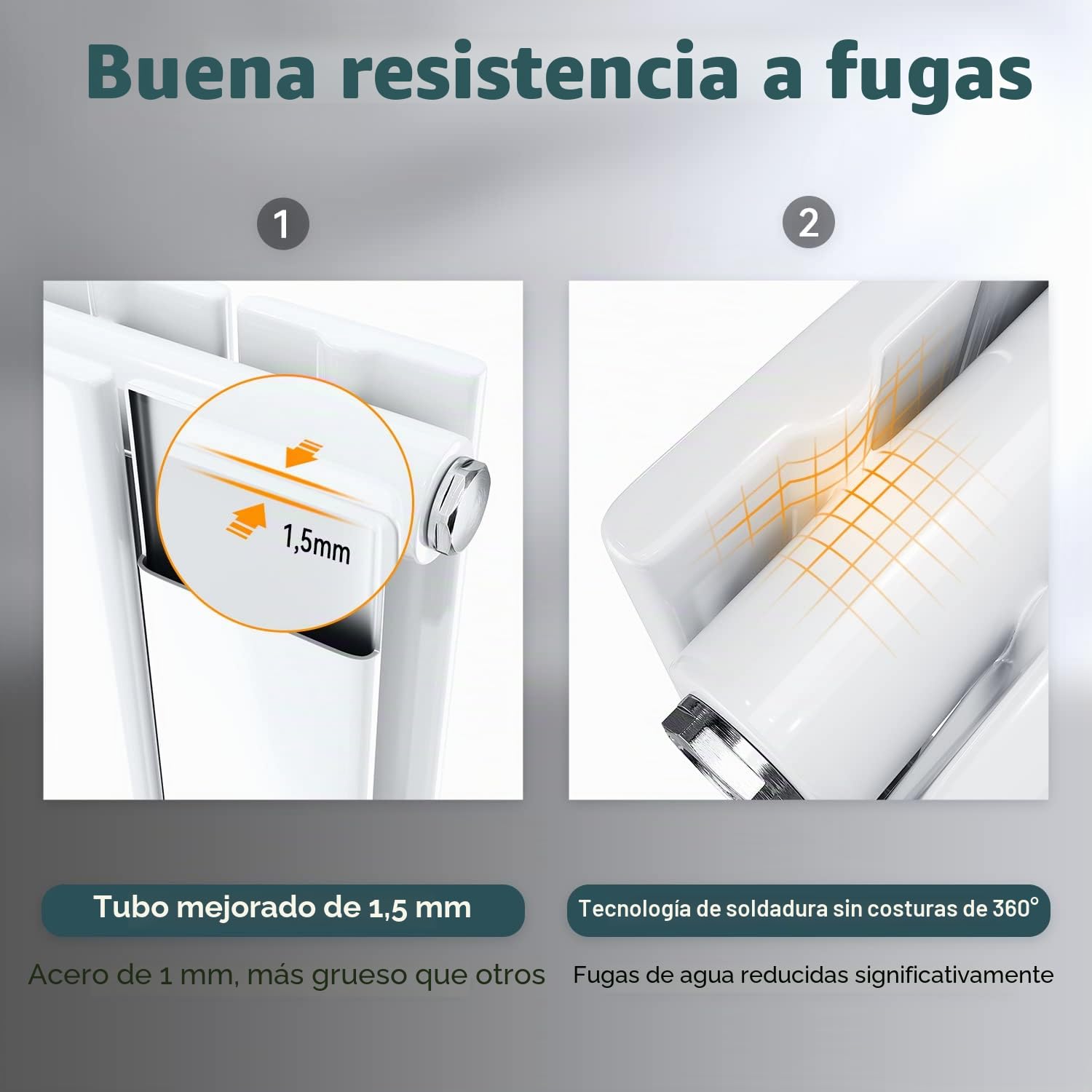 ELEGANT Radiador plano, 1600 x 308 mm, color blanco, doble capa, conexión central, radiador vertical, radiador plano moderno
