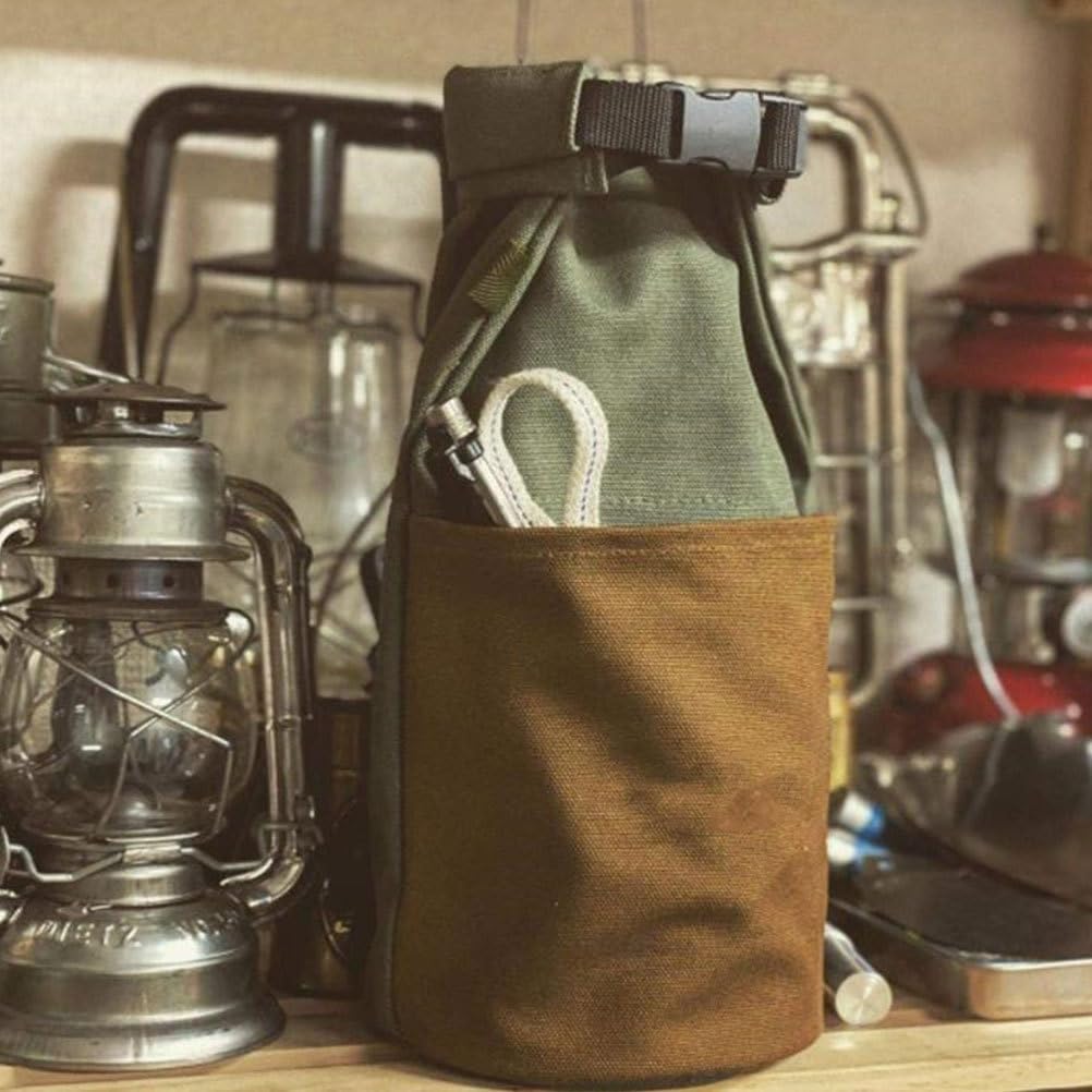 HANABASS Kerosene Lamp Bag Canvas Lamp Storage Bag for Camping Portable Oil Pouch with Buckle Retro Style Lantern Organizer for Hiking and Outdoor Storage