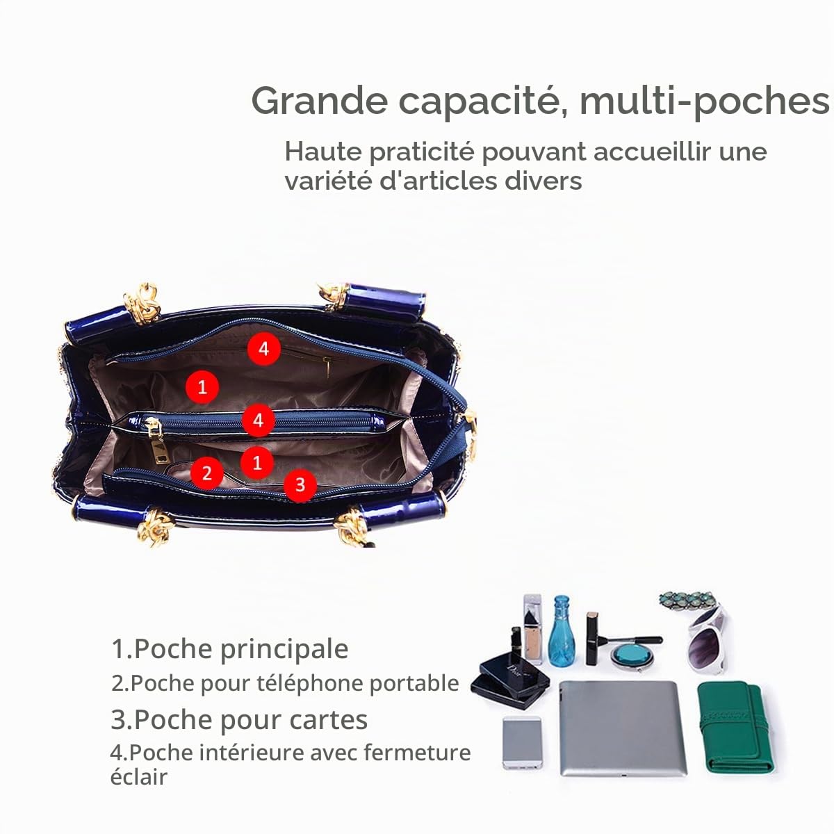 NICOLE & DORIS Mode Sac à Main en Cuir de épaule Sac Fourre Tout Sac Pailleté Sacs Portés Main Impermeable Sac Bandouliere Rouge