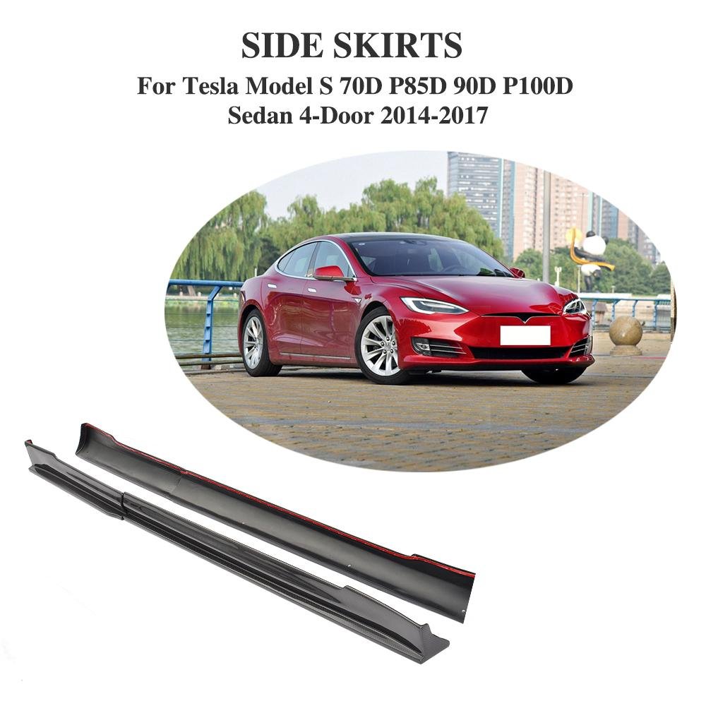 Model S Carbon Fiber Side Skirts Fits for Tesla Model S 60 60D 70 75 75D 85 85D P85D 90D P90D P100D Sedan 2014-2019 Rocker Panels Side Trim Spoiler Side Skirt Extensions Factory Outlet