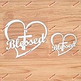 Jesus Kreuz Gesegnetes Herz Christlich Gott Christus Aufkleber Vinyl Sticker - 2er-Pack Weiß, 7,6 cm, 12,7 cm - Ohne Hintergrund für Auto Boot Laptop Tasse Handy