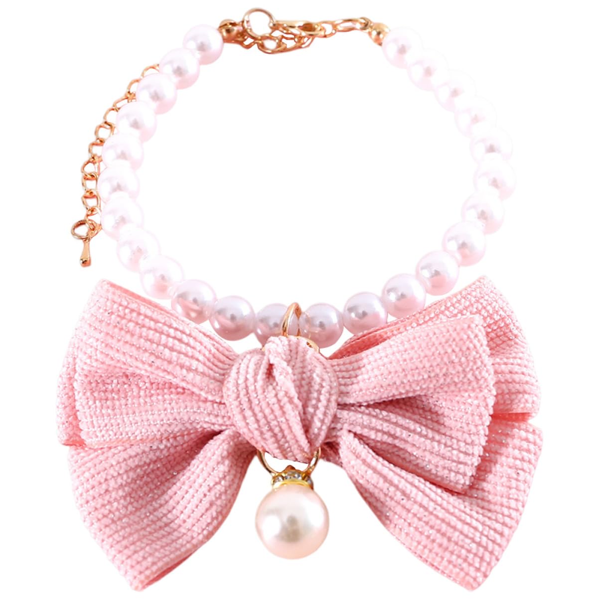 Collier de chat avec perle et bowknot élégant pour fêtes et festivals de chatons
