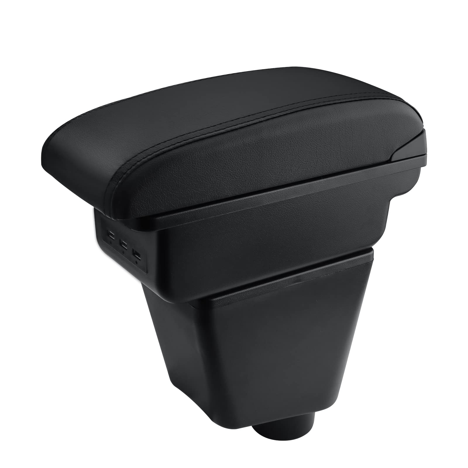 MARCHFA Bracciolo per console centrale senza porta USB per Clio 4 2014 2015 2016 2017 2018 Captur Portaoggetti in ecopelle (nero)