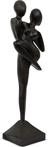 Miniatura 3 de G6 Collection Estatua contemporánea abstracta tallada a mano de madera de 12 pulgadas  Amor y Unión  Estatuilla de regalo para decoración del hogar,