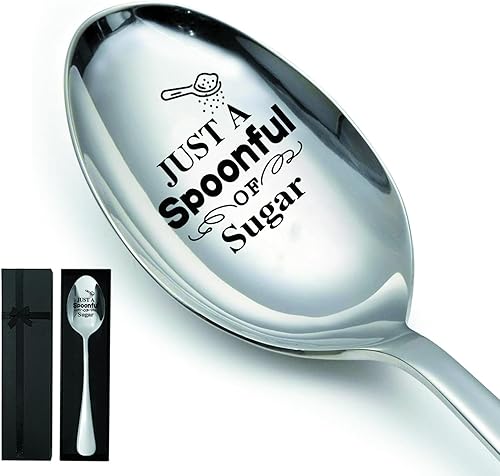 Miniatura 1 de Just a Spoonful of Sugar, divertida cuchara de acero inoxidable grabada, para café, té, helado, postre, cereales, cuchara de comida, regalo de