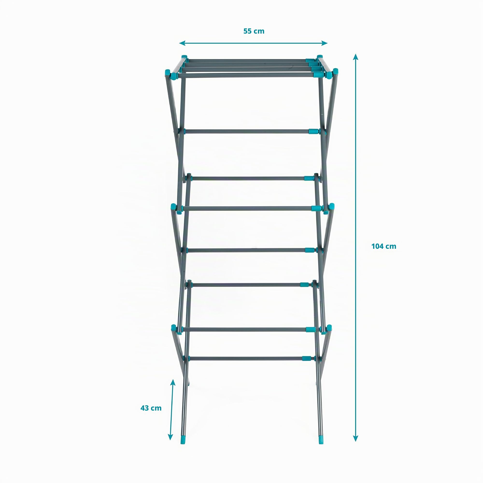 Beldray Wäscheständer Ausziehbar, Wäscheständer Platzsparend mit 3 Ebenen, 7m Trockenlänge & 7kg Belastung, Wäscheständer Klein Zusammenklappbar, 65 x 104cm, Rutschfeste Füße