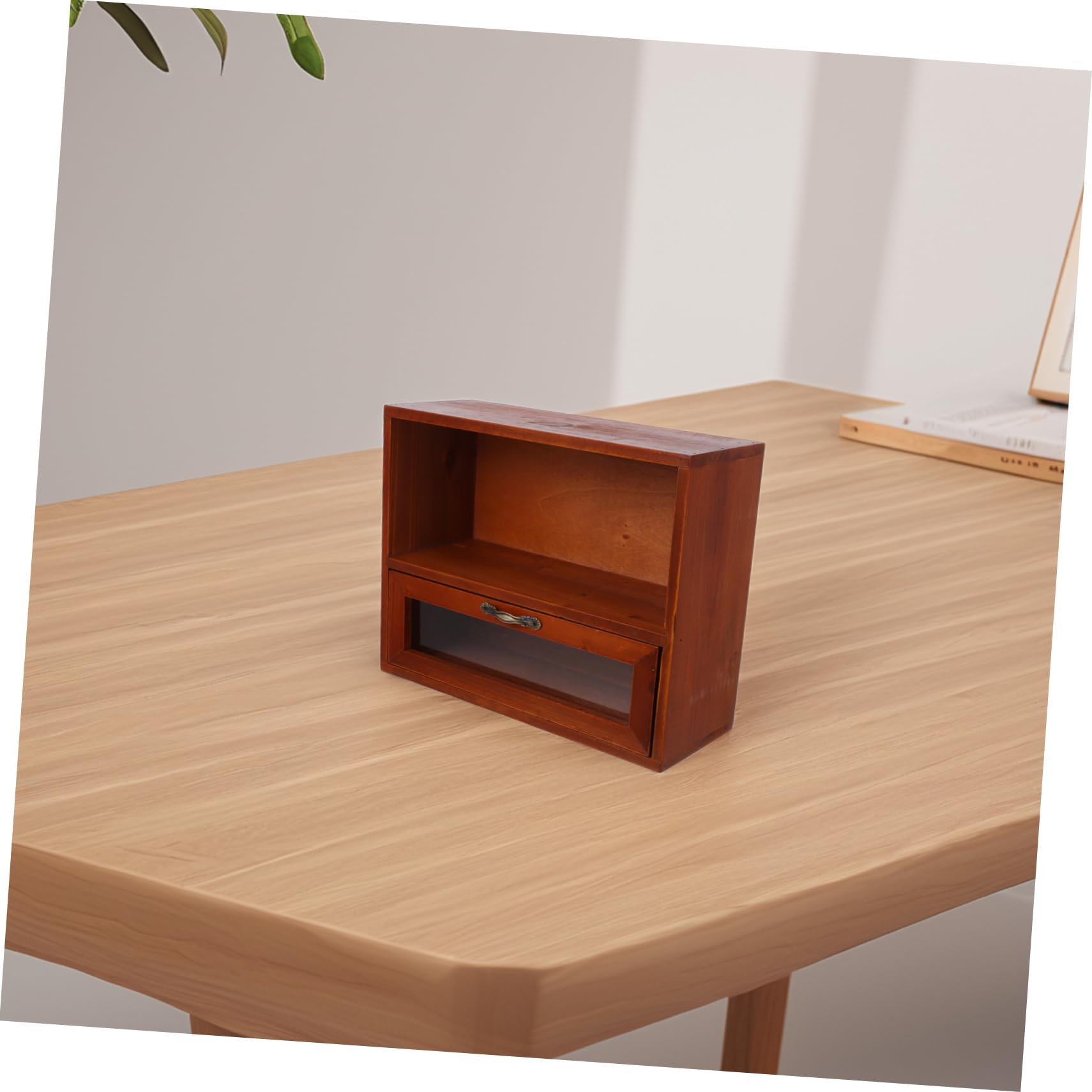 OSALADI Vintage Holz Aufbewahrungsbox mit Schublade Retro Kosmetik Organizer für Küchen und Badezimmerablage Multifunktionaler Kleiner Holzschrank
