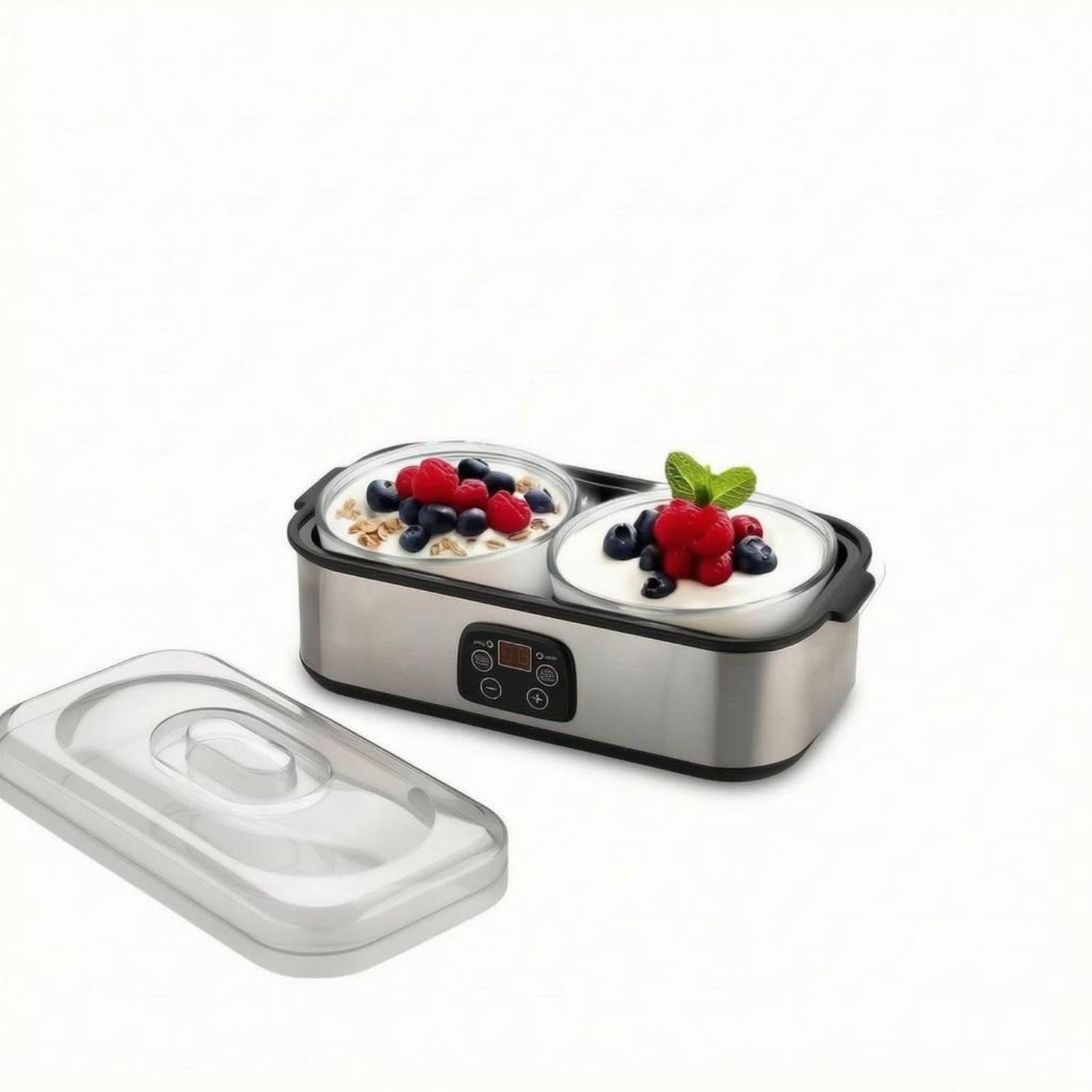 Clear Cover Countertop Yogurt Maker Side Handles Digital Yogurt Maker 110V/220V, Us Plug-image-0