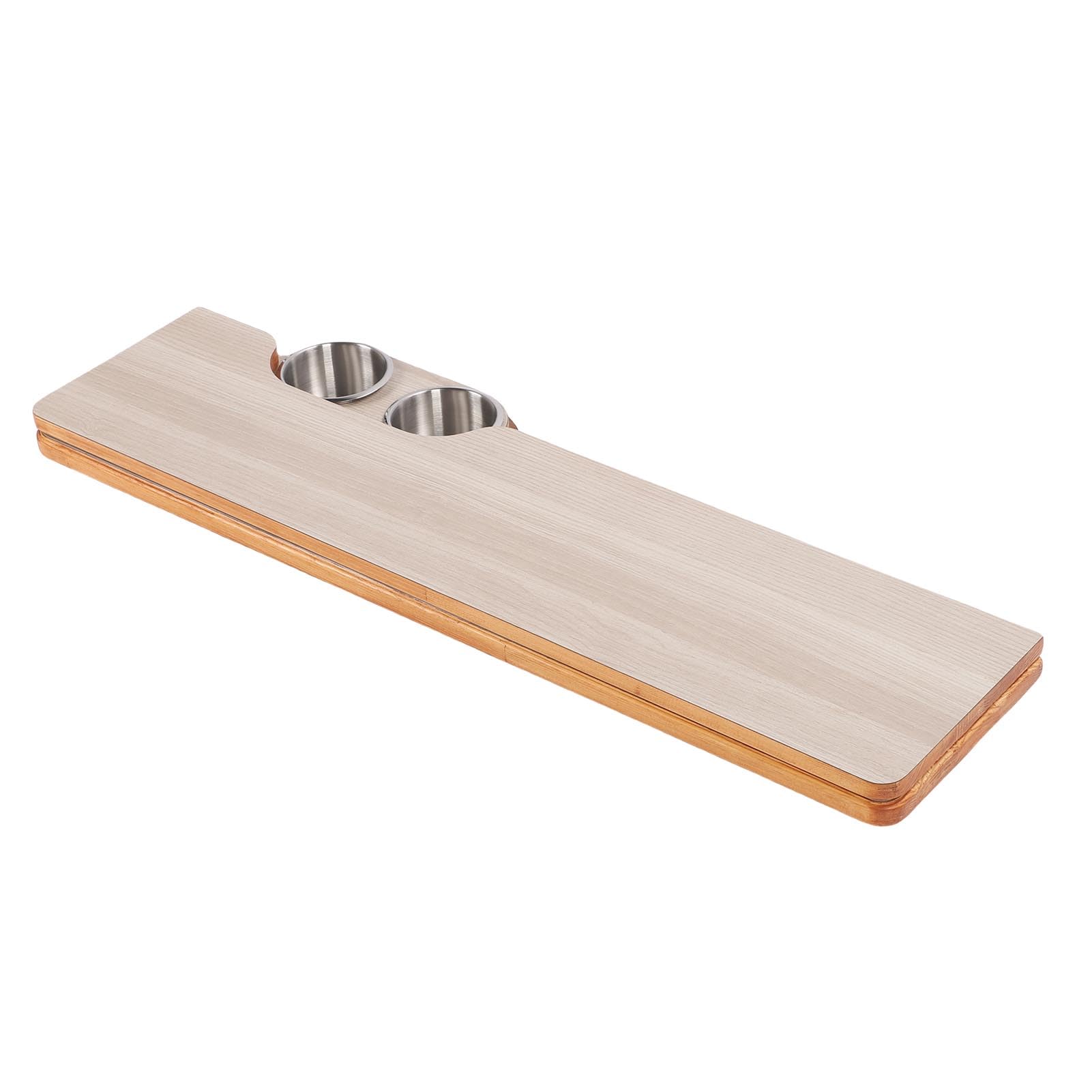 Tbest Klappbare Wohnmobil-Tischplatte, 80 X 39 cm, Massivholz, mit 2 Getränkehaltern für Arbeiten Am Yachtdeck (Holzfarbe)