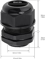 Vista 2 de RTNLIT Prensaestopas NPT de 1-1/4 pulgadas, conectores de cable de alivio de tensión de plástico de nailon ajustable impermeable con juntas