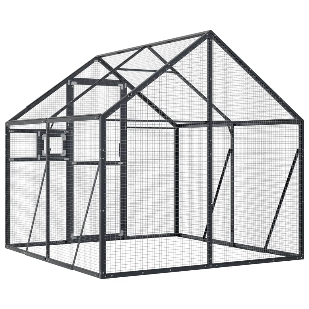 Rantry Voliera Antracite 1,79x2x1,85 m in Alluminio, Gabbia Uccellini, Voliera, Gabbia Canarini, Cocorite