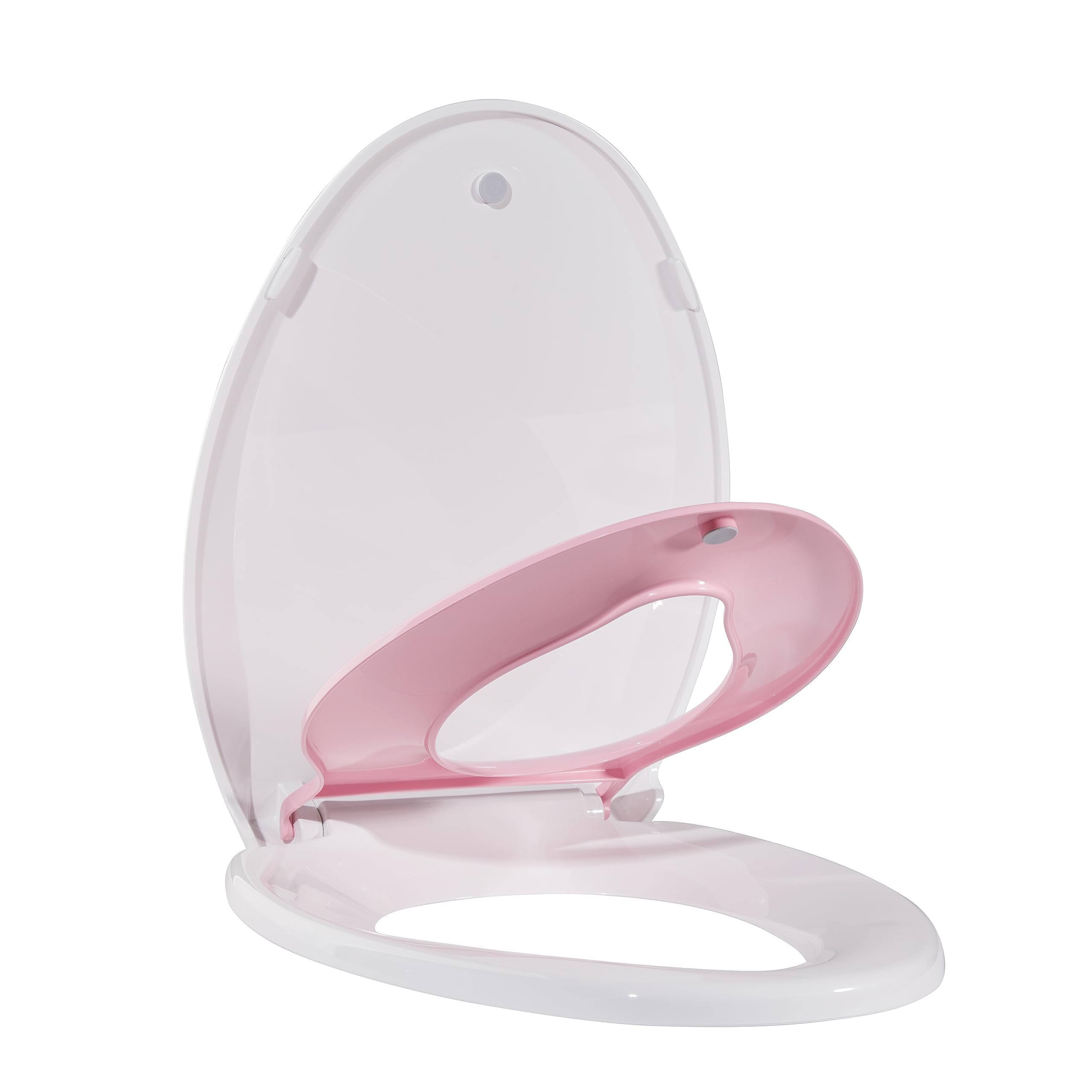 2-in-1 Toddler Adult Toilet Seat Set Pink Elongated Potty Training Seat for Kids Comfortable Adult Seat Easy-Install Family