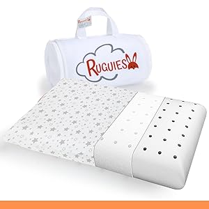 RUGUIES- Almohada para Niños de Viscoelástica, Hipoalergénica y Transpirable- Cojín Infantil-Funda Lavable de Algodón 100%-Oeko-Tex- 1 a 10 años XL (58x32x 5-7cm)- Bolsa Viaje Incluída. OEKO-TEX STANDARD 100