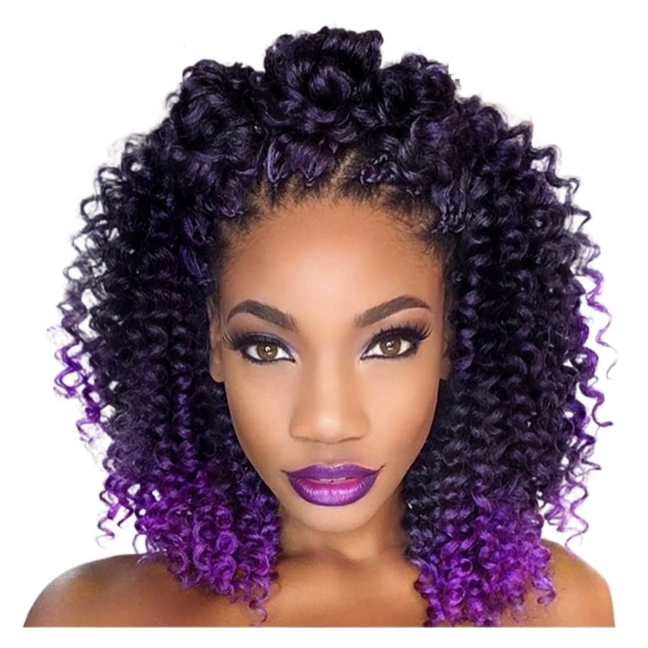 Hair Wigs human hair Curly Synthetic Wig Purple Wig Short Wigs for Women 3/4 Half