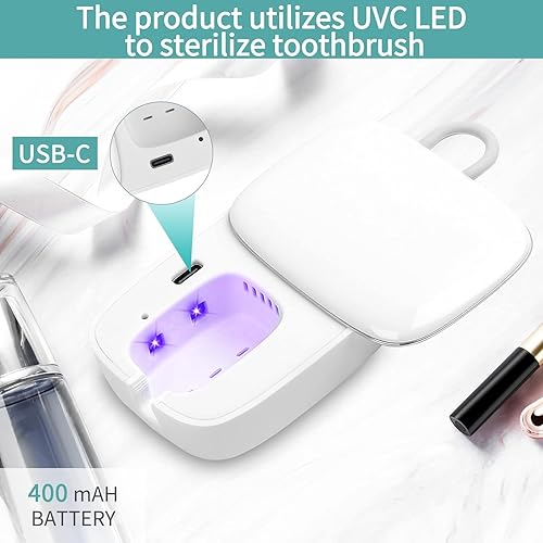 Miniatura 4 de Funda para cepillo de dientes, funda portátil para cepillos de dientes con luz de limpieza, soporte para caja de cepillos de dientes recargable para