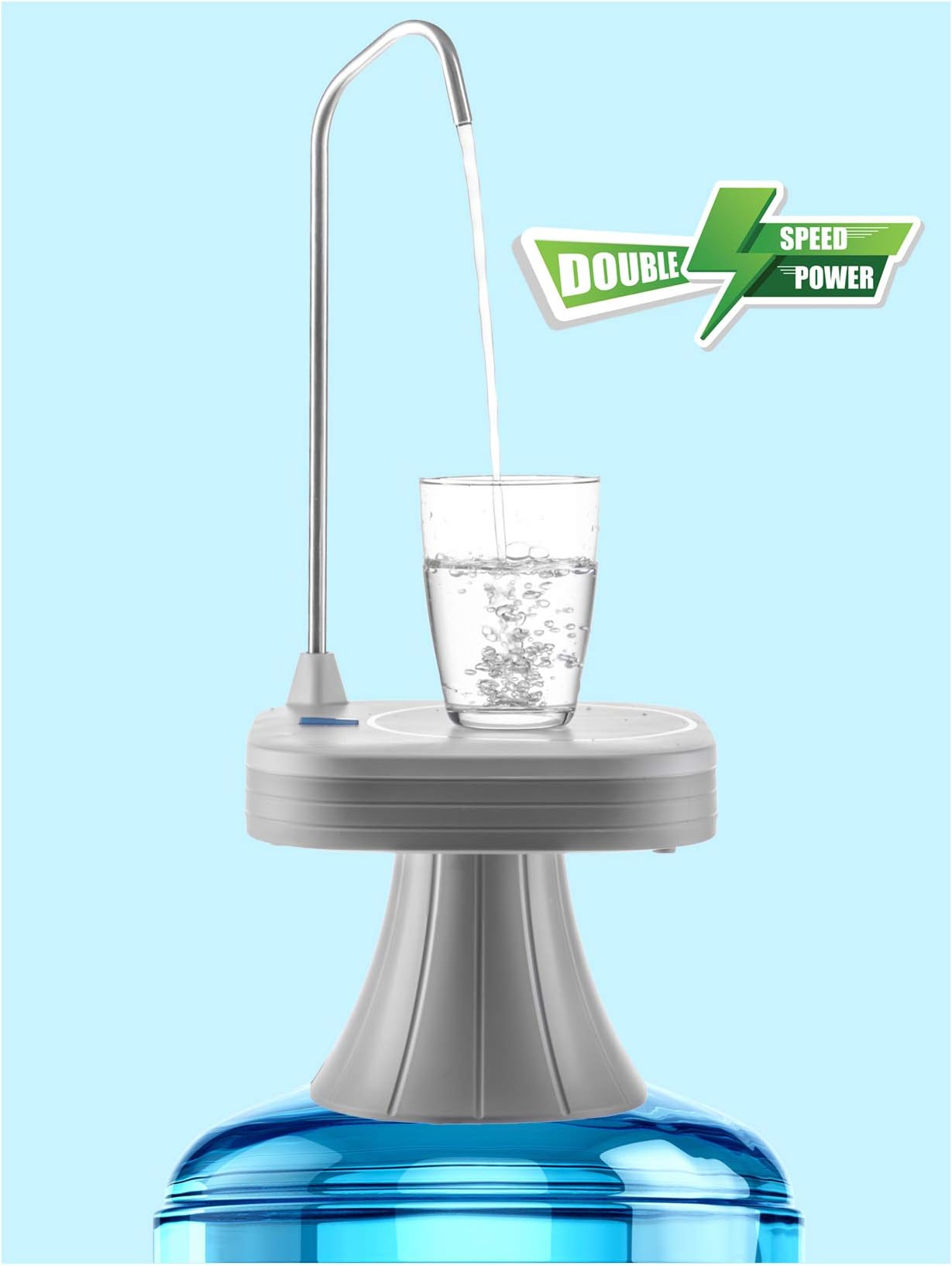 Tissaj 304 Food Grade Stainless Steel Spout Electric Rechargeable Portable Compact Food Grade Stainless Steel and Silicone Water Dispenser Pump for 20 L Water Cans/Bottles/Bubble Top (Rapid-White)