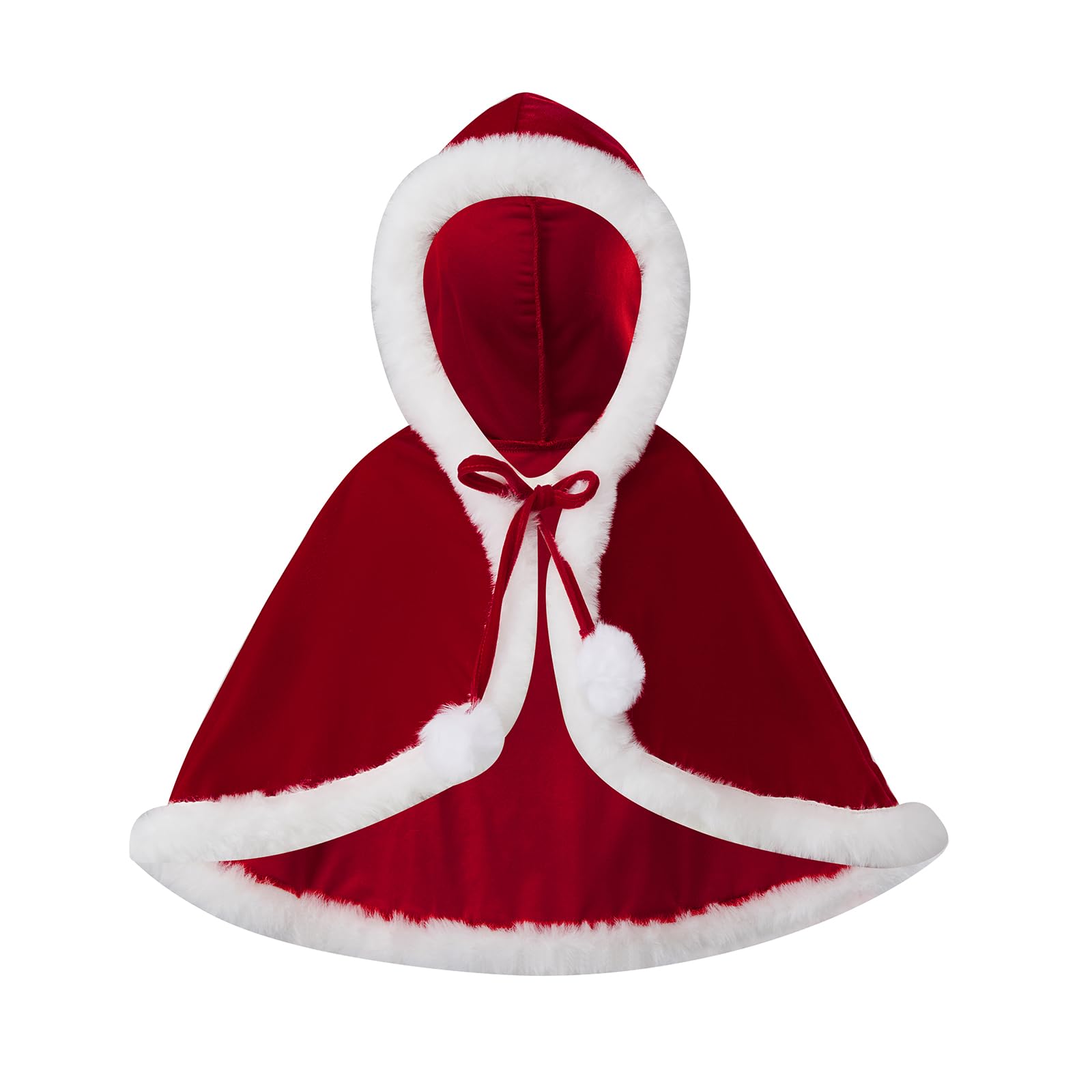 Nicoxijia Toddler Baby Girls Christmas Cloak Costumes Xmas Hodded Velvet Poncho Cape Fancy Dress Up Robe Party Cloak Cape (Red, 6-12 Months)