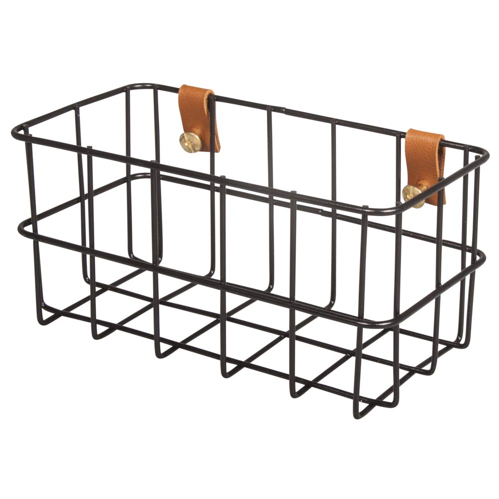 Rayher Black Mesh Basket For Pegboard Wall Organiser, Metal Wire Hanging Storage Basket, Wall-Mounted Hanging Basket, 16.5X8x8cm, 25187576