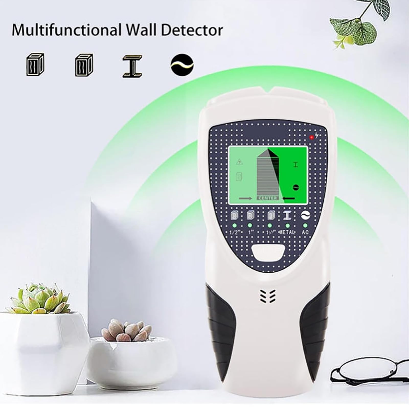 MObyat Detector de Metales para Madera, Detector de Pared Multifuncional con transmisión de Voz, 5 Modos de escaneo, calibración automática, Inicio medición, para Metales no magnéticos magnéticos