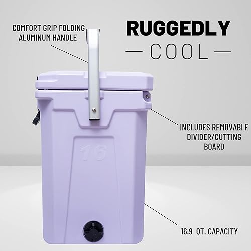 Miniatura 3 de CAMP-ZERO 16L Tall CoolerIce Chest with Carry Handle and 2 Molded-in Cup Holders  Includes Removable Divider