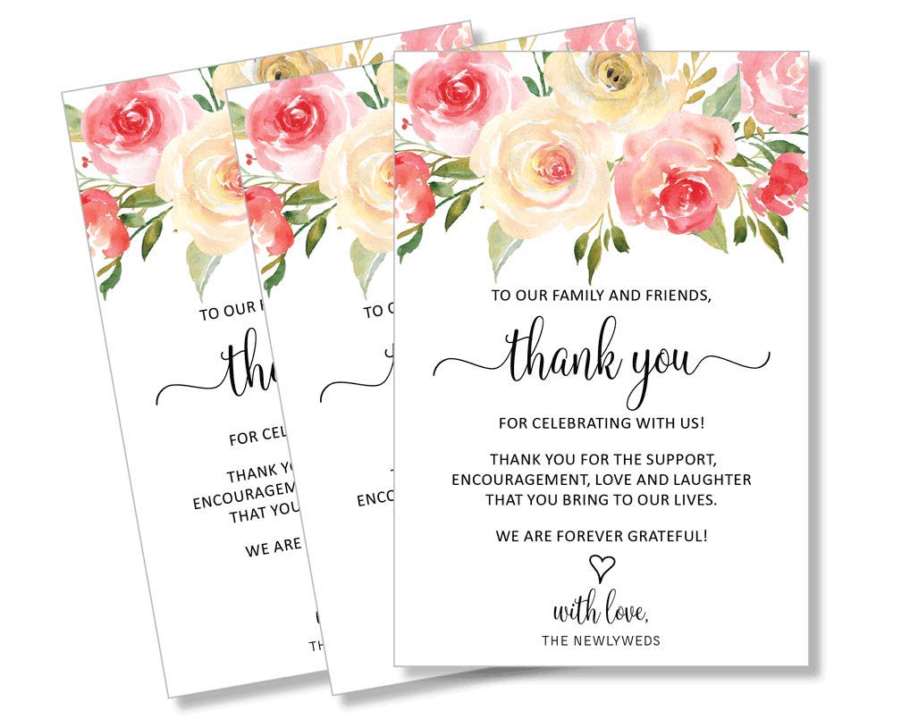 Buy 50 Pink Thank You Place Cards, Wedding, Rehearsal Dinner Thank You