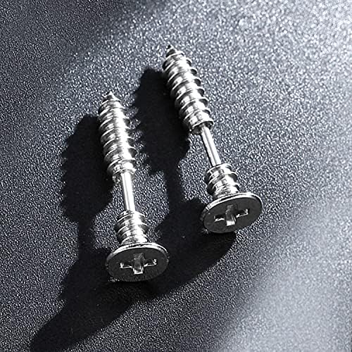 Zeayebsr 2pcs Women Men Punk Stainless Steel Screw Ear Studs Earrings Jewelry Silver-