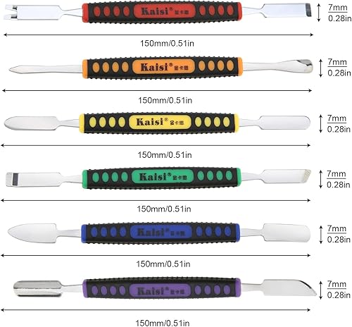 Miniatura 4 de OriGlam Juego de 6 piezas de spudger de metal de doble extremo, Spudger profesional de apertura de palanca, kit de herramientas de reparación de