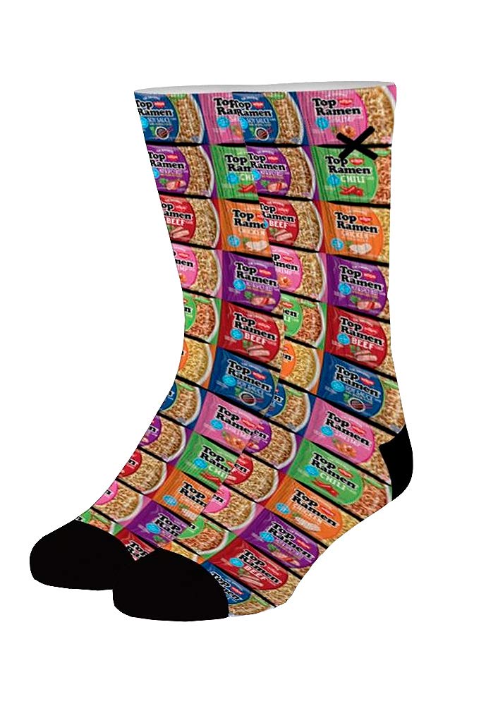 Odd SoxTop Ramen Soup, Novelty Crew Socks, Cool Silly Funny