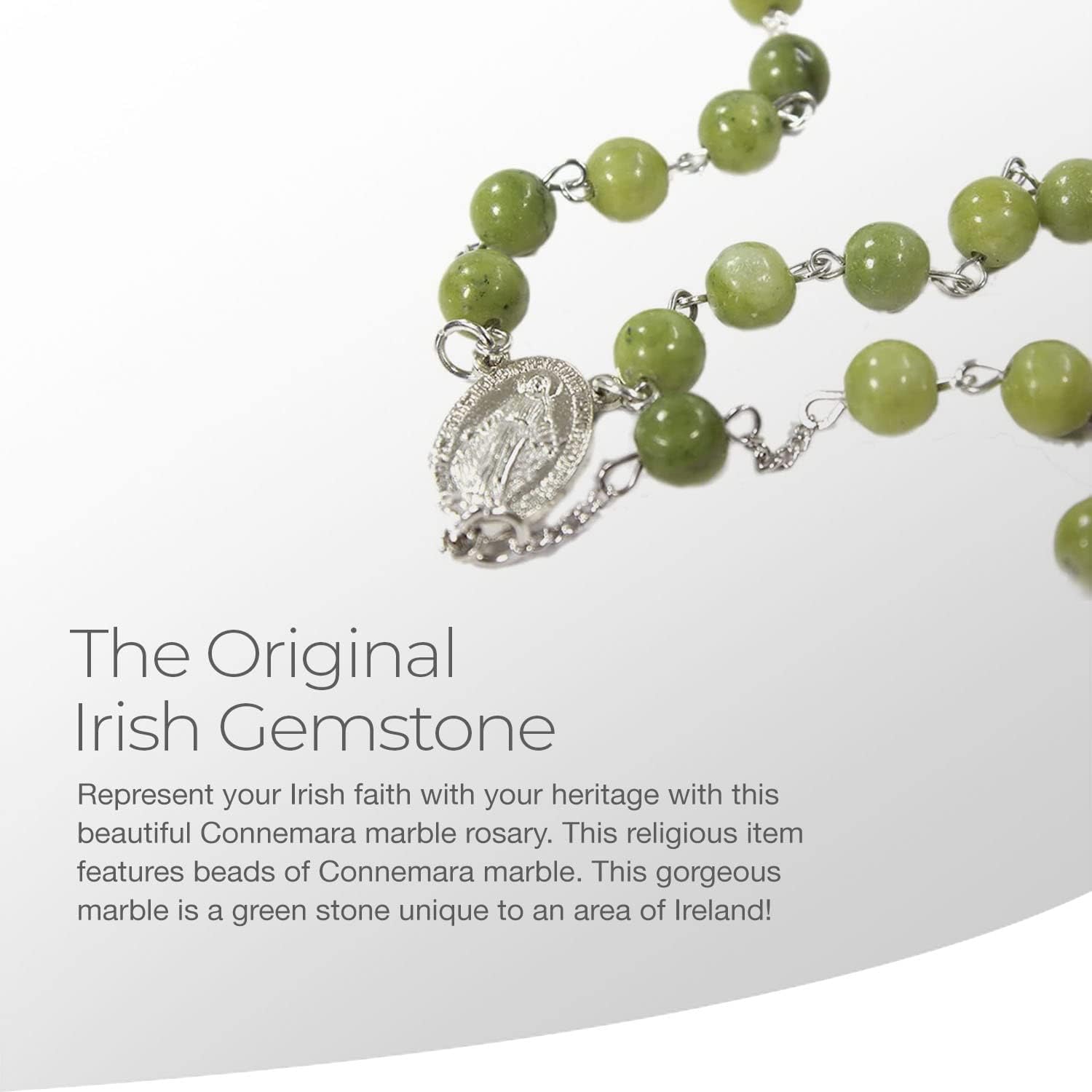 Biddy Murphy Connemara Marble Celtic Cross Rosary Beads - Catholic Rosary for Men and Women - Celtic Prayer Beads Made in Ireland - Rosary Necklace - Great Irish Gifts - Celtic Cross Necklace -