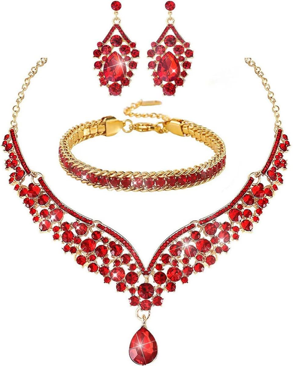 Women's Wedding Jewelry Crystal Collection Necklace Bracelet Pendant Earring Set