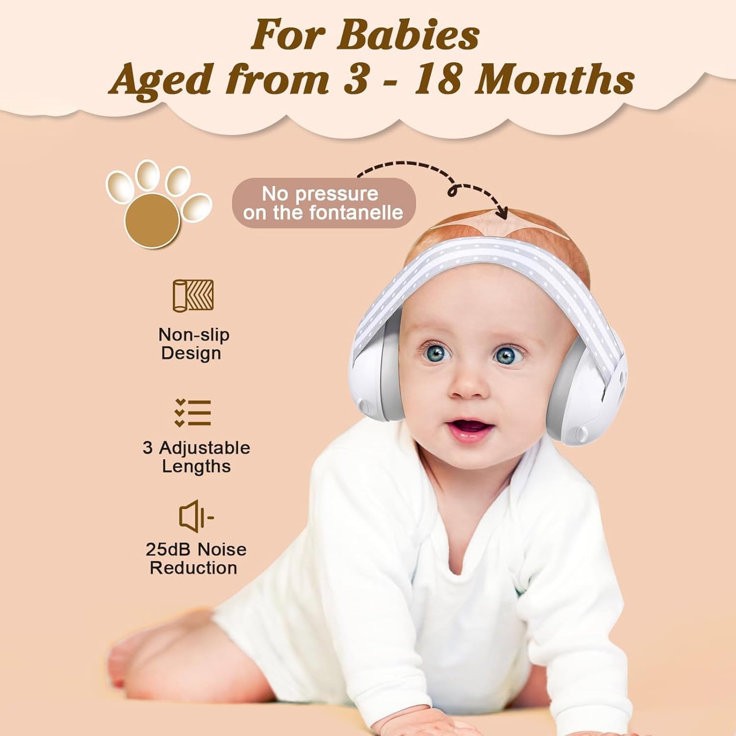 BAYBEE Ear Protection Headphones for Babies | Essential Infant Noise Reduction Ear Muffs with 25 dB Noise Cancellation & Adjustable Strap | Improves Sleep, Perfect for Travel, Concerts (Starlight) 3