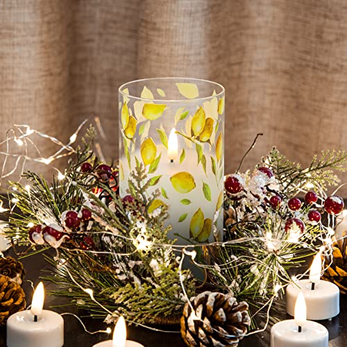 Girimax Lemon Flameless Glass Candles With Remote, Flickering Battery Fall Decorative Candles Φ 3" H 4" 5" 6" #TOP6