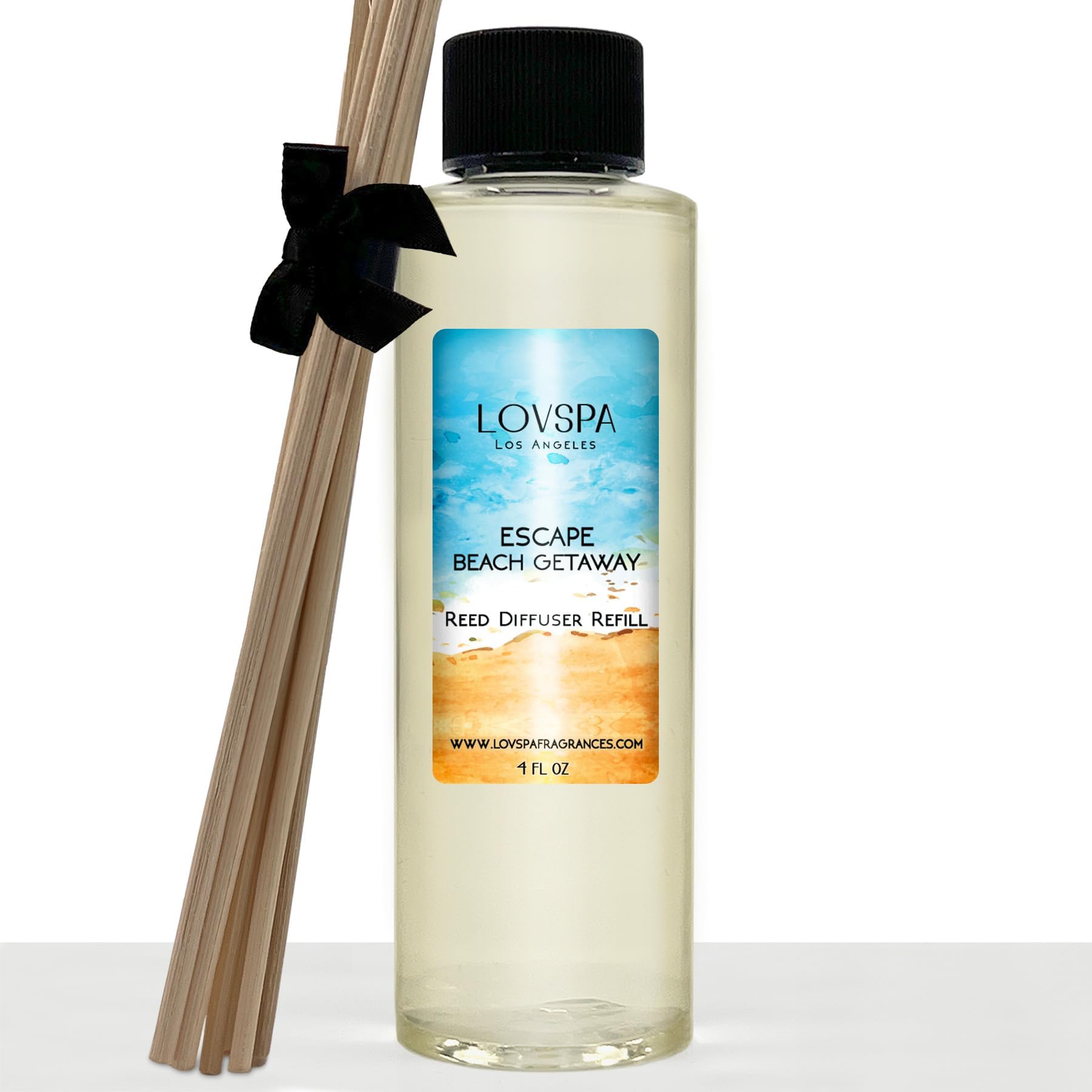 LOVSPA Escape Beach Getaway Diffuser Oil - Luxury Essential Oils for Diffuser Refill & Air Freshener Room Spray - Long-Lasting & Natural Home Fragrance, Scented Oil for Diffusers, USA Made, 4oz