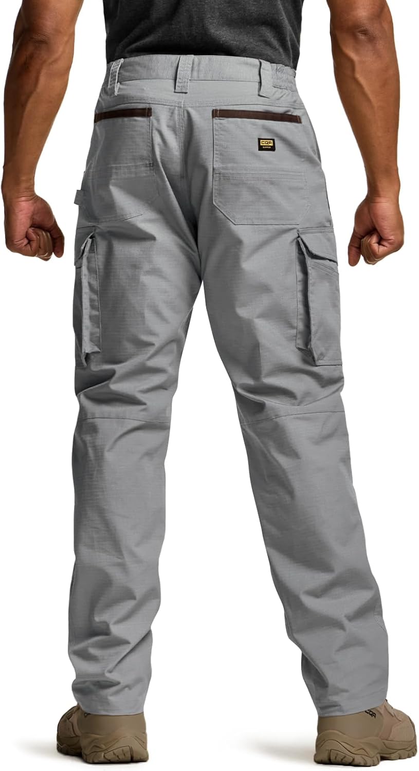 CQR Men's Quick Dry Work Pants, Water Resistant Outdoor Tactical Pants, Lightweight Stretch Cargo Hiking Pants