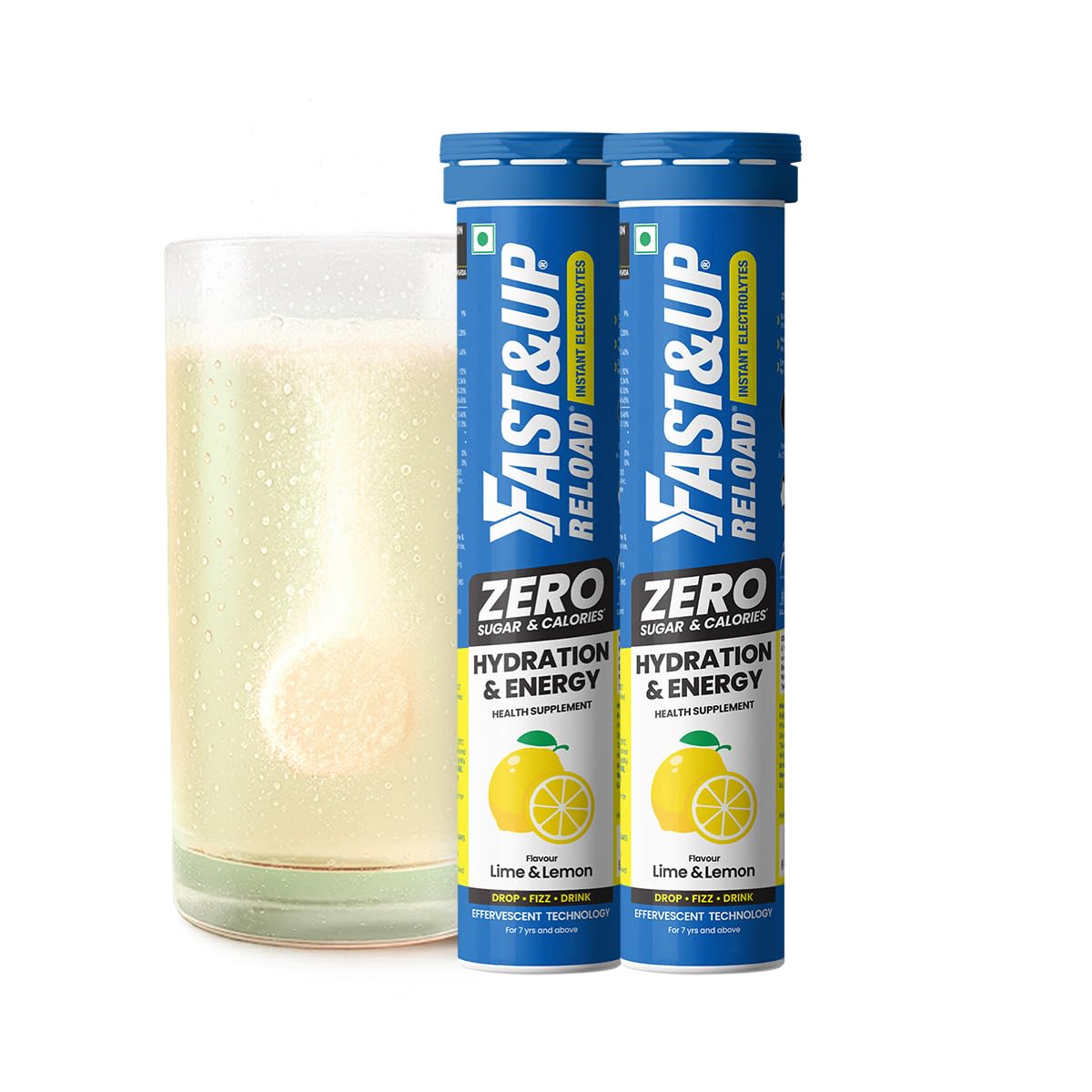 Fast&Up Reload Zero - Zero Sugar Instant Energy & Hydration Drink - Lime Lemon Flavour - 25 Effervescenet Tablets (Pack of 2)-image-44