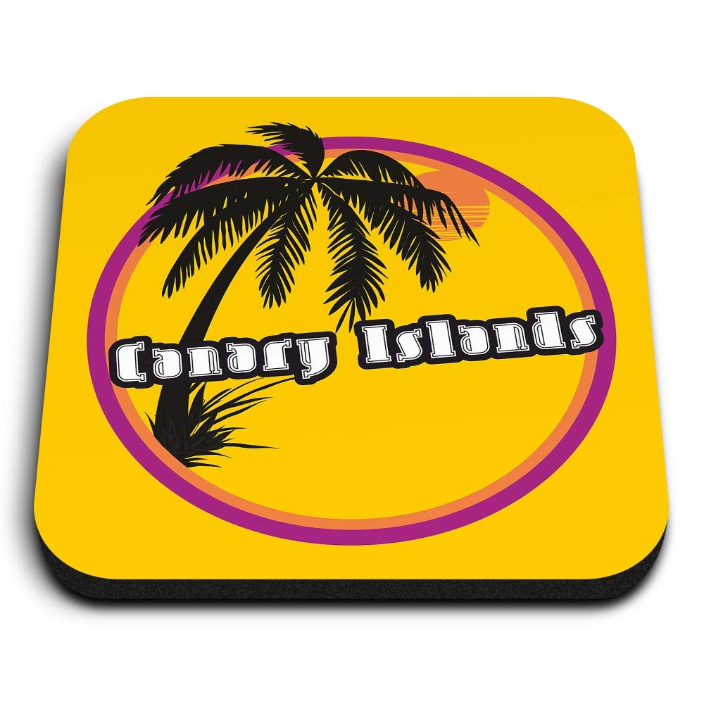 Destination Vinyl Ltd Multicolor 1 X Square Mdf Fridge Magnet - Canary Islands Travel Holiday Stamp 7124