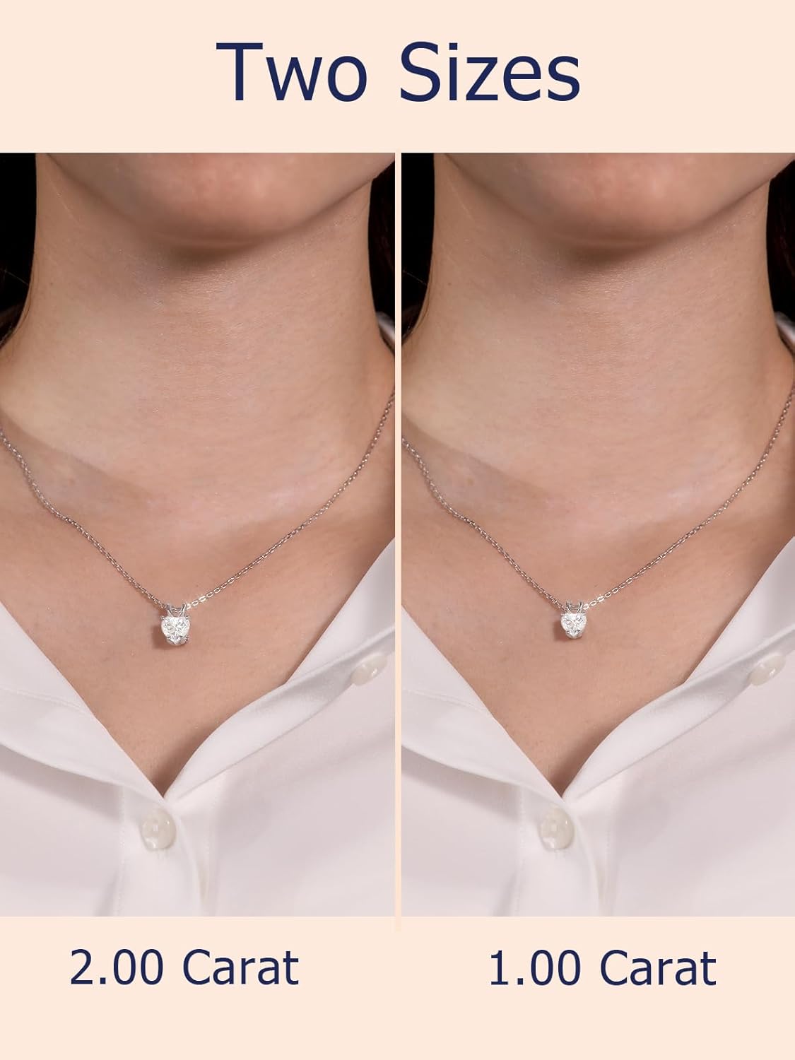 1-2 Carat Moissanite Round/Heart Necklace for Women, Solid 925 Sterling Silver, 16"/18"/20" Adjustable Chain, Anniversary Mother's Day Valentines Gift - Image 7