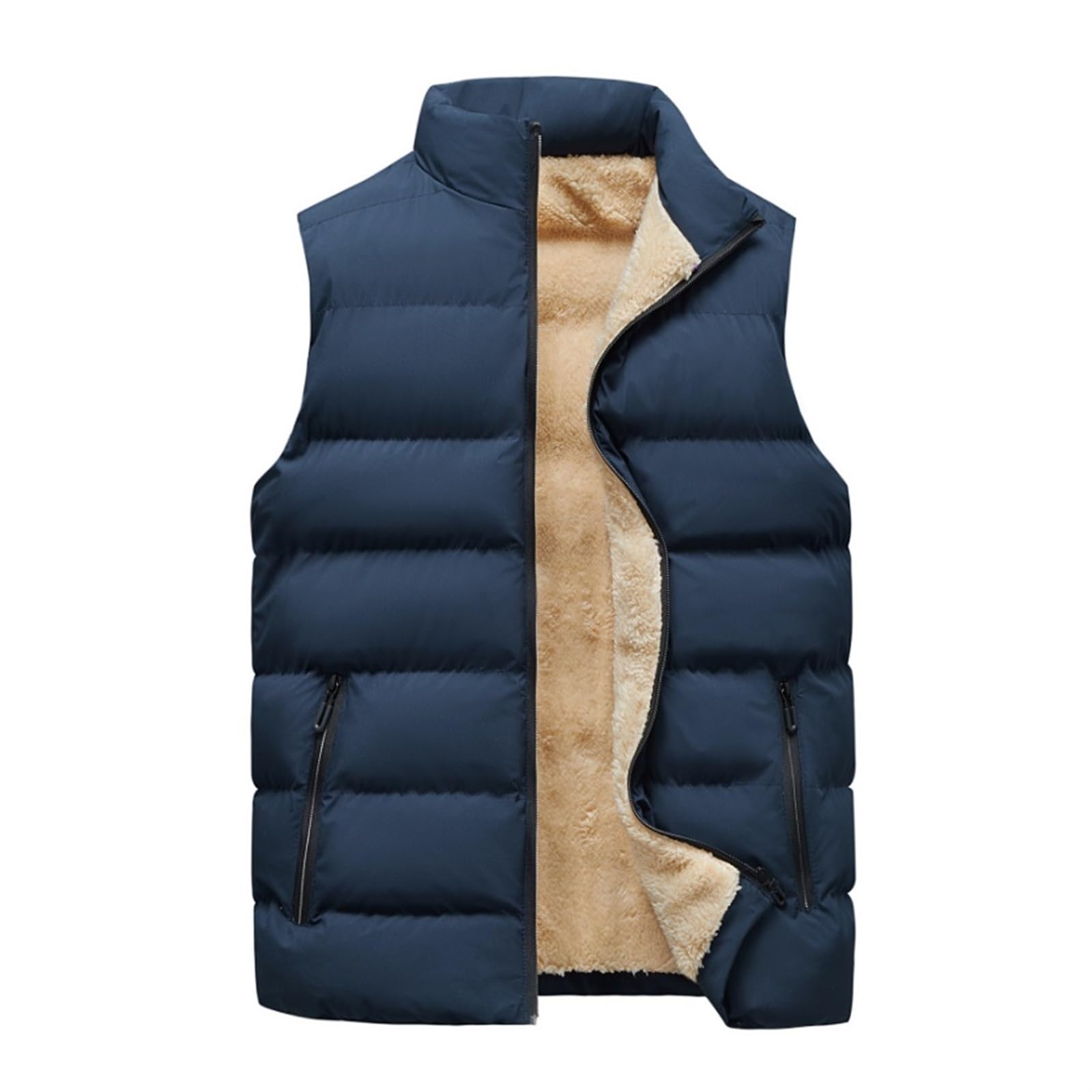 Ciepła Kamizelka Outdoorowa Zimowa Ocieplana Kamizelka Pikowana Lekka Odzież Wierzchnia Ciepłe Kurtki Bez Rękawów Bodywarmer(Blue,XXXXXXX-Large)