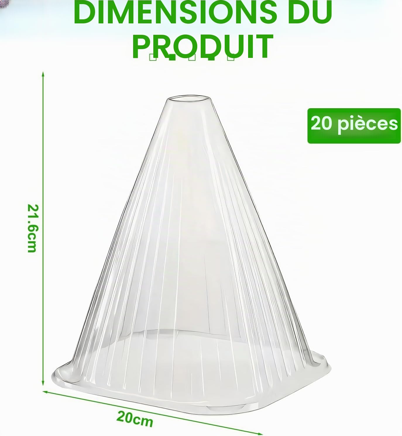 KAHEIGN 20 Pièces Cloches pour Plantes de Jardin 22CM x 19CM Plastique Protection Contre Gel
