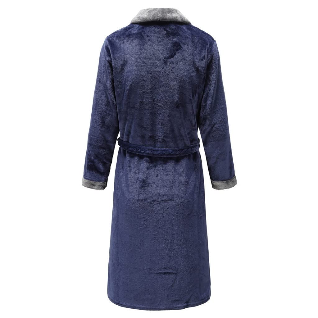 Pyjama en Flanelle pour Homme, Tenue d'hiver en Polaire Corail, vêtements de Nuit, Peignoir épais, Ceinture, Poche, Chemise de Nuit (Code 2XL)