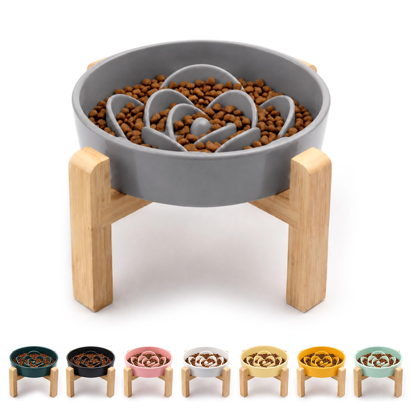 Petygooing Cuenco de cerámica para perros de 8.66 pulgadas, comedero lento para perros medianos y grandes, plato de agua elevado/elevado, de alimentación lenta para perros, pesado, cuenco para comer