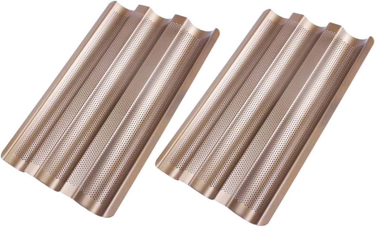 Cabilock 2pcs Non-stick Slot French Bread Baking Mold for Home Oven for Artisan and Loaves Bakeware for Kitchen and Bakery Use