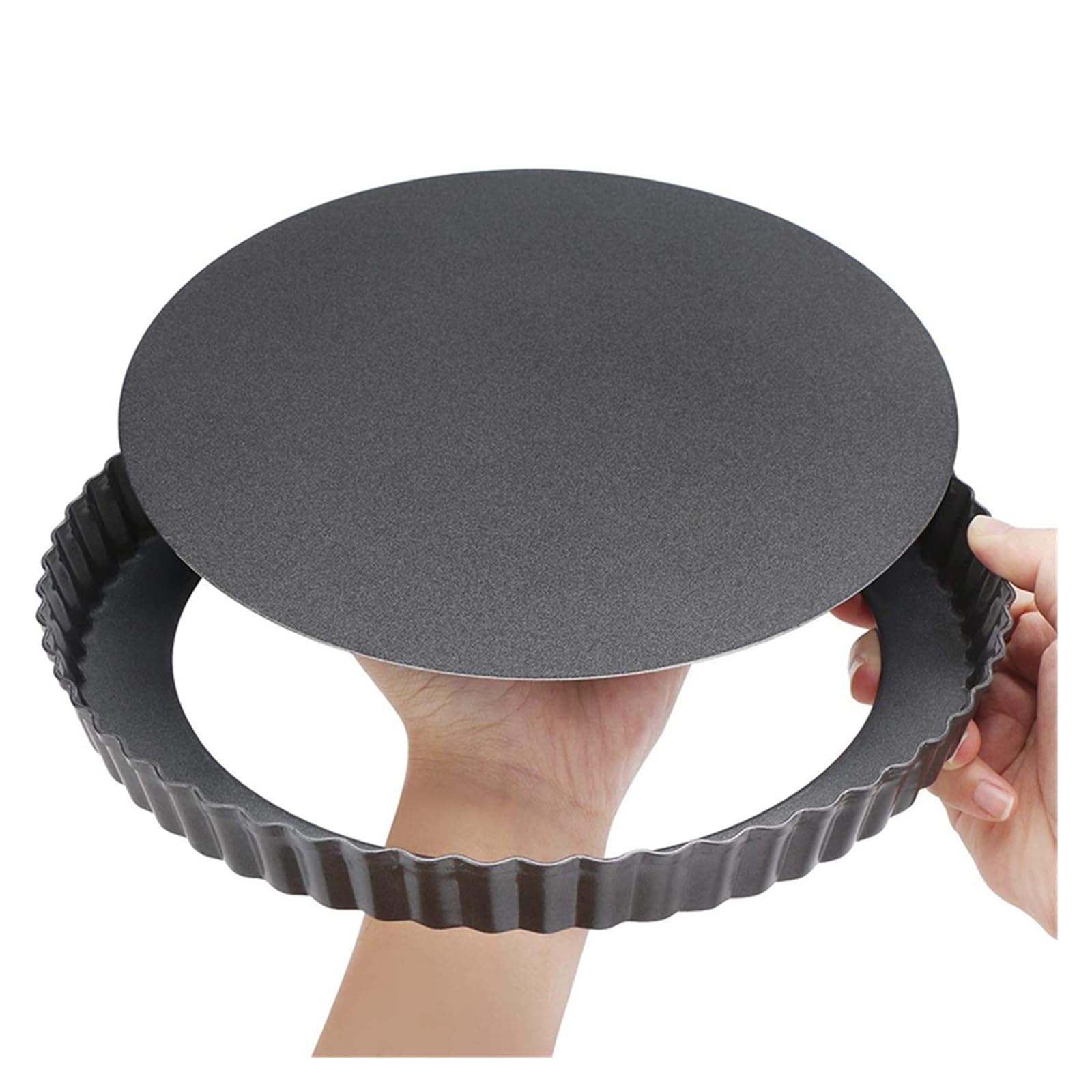 20-30 centimetri Antiaderente Crostata Quiche Flan Pan Stampi Rotondo Rimovibile Fondo Allentato Scanalato Heavy Duty Torta Pizza Torta Teglia Bakeware(30cm)